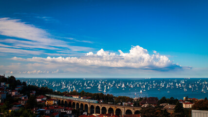 Fototapeta na wymiar The Barcolana regatta in the gulf of Trieste