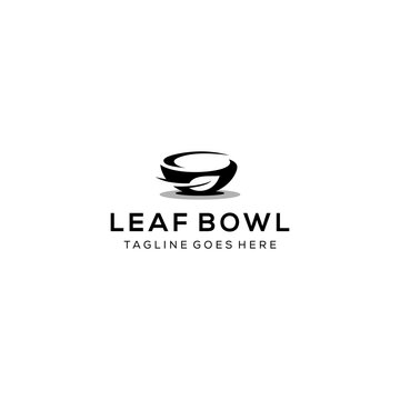 Illustration of abstract leaf sign contained in a food bowl.