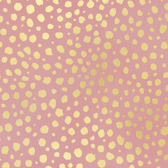 Champagne Gold Animal Print Pattern on Vintage Rose Background, Cheetah
