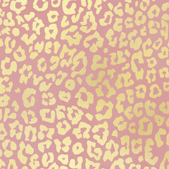 Champagne Gold Animal Print Pattern on Vintage Rose Background, Leopard