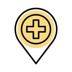 medical cross symbol in pin location line style