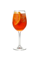 Aperol spritz cocktail isolated on white background. Summer drink