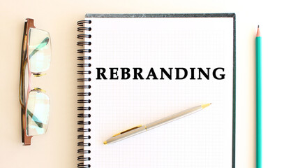 Notepad with text on a white background, near glasses and pencil. Business concept.