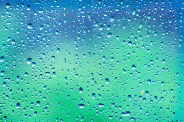 Drops of water on the glass during the rain