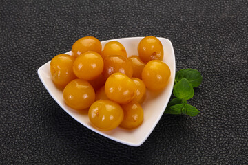 Yellow ripe cherry dessert