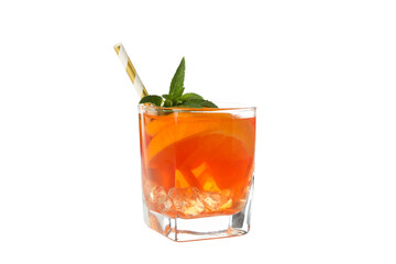 Aperol spritz cocktail isolated on white background. Summer drink