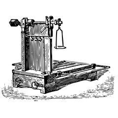 Vintage engraving of a mechanical weighing scale