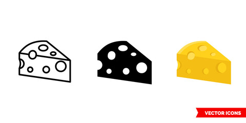 Cheese icon of 3 types. Isolated vector sign symbol.