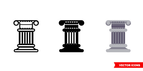 Column icon of 3 types. Isolated vector sign symbol.