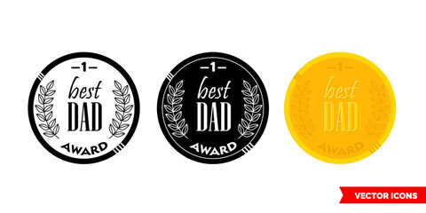 Dad award icon of 3 types. Isolated vector sign symbol.
