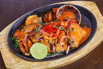 Fried fish, scallops and squid