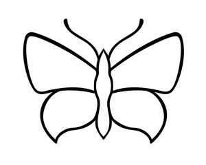 Butterfly - a linear vector template for coloring or cutting. Contour Butterfly Pattern. Outline.