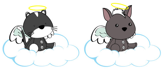 kawaii baby animals cherub angel cartoon collection in vector format