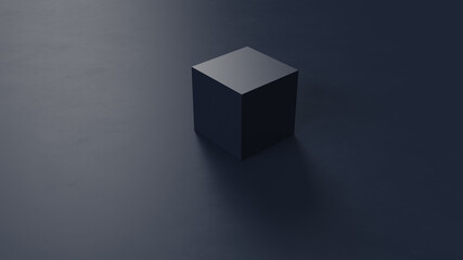 Navy Blue Cube Box Block 3d illustration 3d render