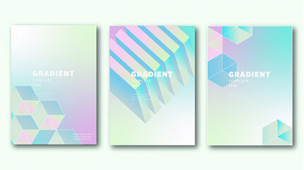 Minimal geometric shapes cover or poster  set with holographic fluid