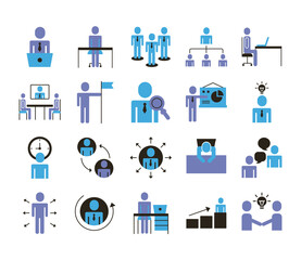 bundle of business people avatars set icons