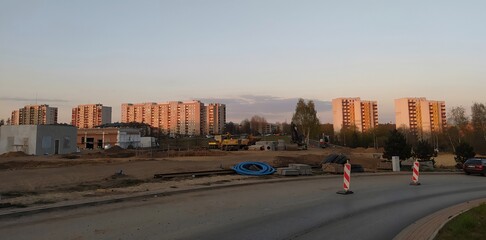 Residential area at sunset.