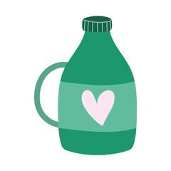 bottle with heart and cap isolated icon design white background