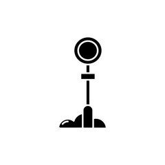 Sign post black glyph icon. Traffic sign for urban infrastructure. Bus stop blank sign. Regulate public transit on street. Silhouette symbol on white space. Vector isolated illustration