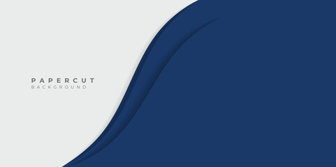 Paper Cut Blue White 3D Wave Shapes Curve. Modern Origami Design for Business Presentations, flyers, posters, banner, brochure. vector illustrator