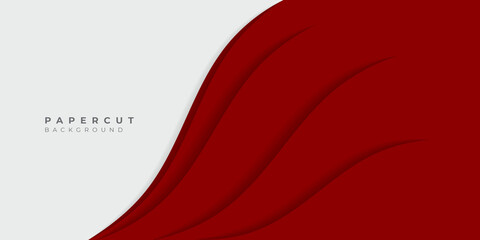 Colorful red white 3D abstract presentation background with paper cut shapes. Vector design layout for banners presentations, flyers, posters and invitations.