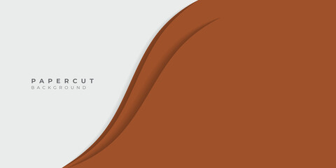Abstract geometric brown white background in paper cut style. Straight lines. Horizontal banner. Design for brochures, posters, flyers, advertising. Place for text. Vector.
