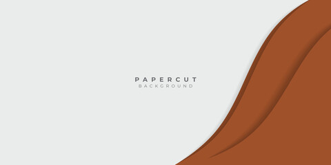 Abstract geometric brown white background in paper cut style. Straight lines. Horizontal banner. Design for brochures, posters, flyers, advertising. Place for text. Vector.