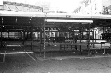 shopping centre in birmingham england in black and white