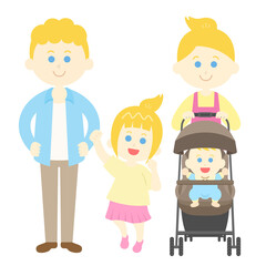 白人家族のイラスト