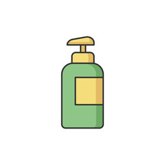 Lotion in bottle RGB color icon. Pump package for liquid soap. Container with dispenser. Foam cosmetic product. Makeup for personal care. Gel in plastic jar. Isolated vector illustration