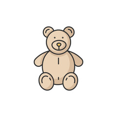 Stuffed bear RGB color icon. Plush animal for kids. Children soft toy. Furry doll for child. Companion for toddler. Romantic gift for valentine. Cute mascot. Isolated vector illustration
