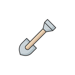 Shovel RGB color icon. Spade to work on renovation. Dig ground. Gardening tool. Instrument for farming. Digger for handyman. Mining ant repairing. Handy tool. Isolated vector illustration