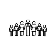 pictogram women and men standing, line style