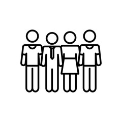pictogram woman, men and businessman standing, line style