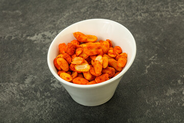 Chili peanut snack in the bowl