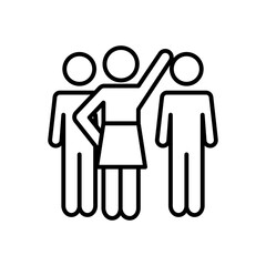 pictogram men and woman waving, line style