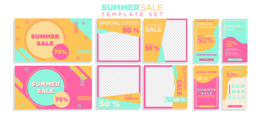Summer Sale Social Media Collection Vector