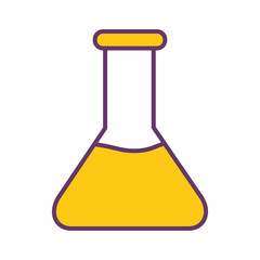 Flask line and fill style icon design, Chemistry science and laboratory theme Vector illustration