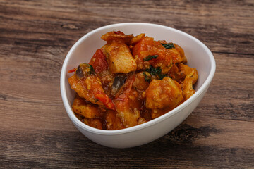 Chicken with oyster sauce and vegetables