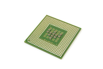 Bottom of Computer notebook CPU cache memory 1 megabytes on white background, isolated.
