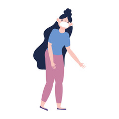 covid 19 coronavirus, young woman with medical mask, prevention outbreak, isolated icon design white background