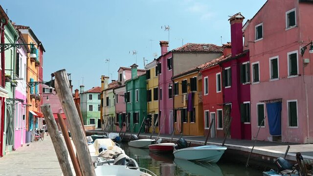 Burano, Venice - Colorful buildings between the canals of the lagoon city
