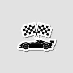 Formula 1 racing car sticker icon isolated on gray background