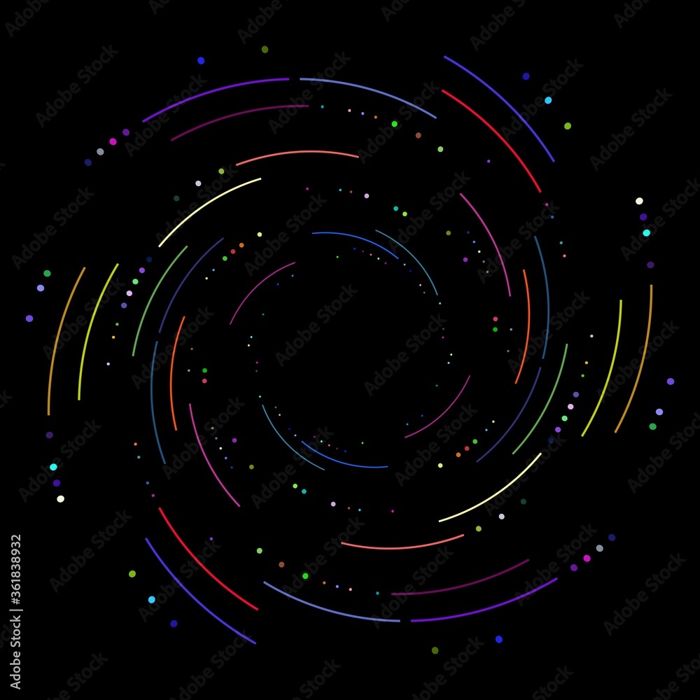 Poster 2d illustration with twisted lines and dots. art object. can be used as big data visualization.
