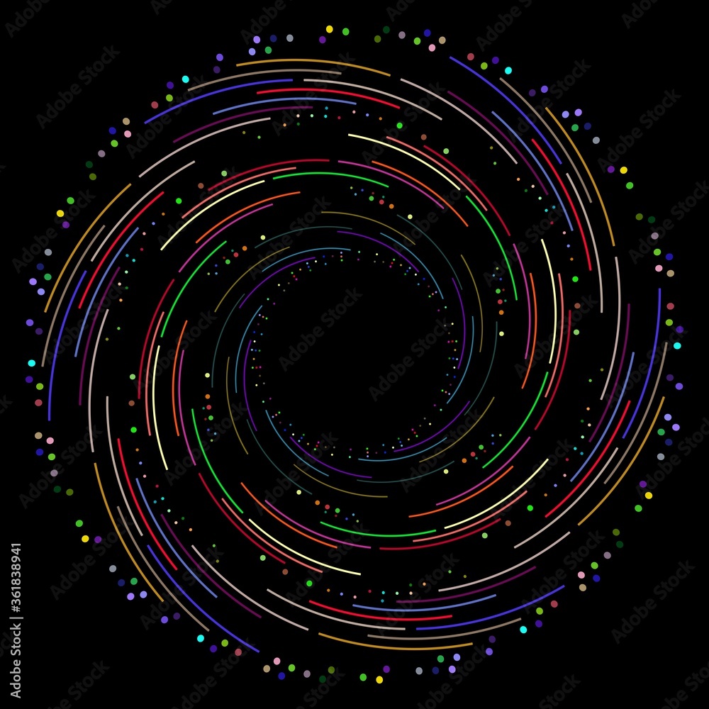 Poster 2d illustration with twisted lines and dots. art object. can be used as big data visualization.
