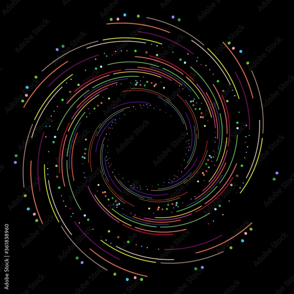 Poster 2d illustration with twisted lines and dots. art object. can be used as big data visualization.