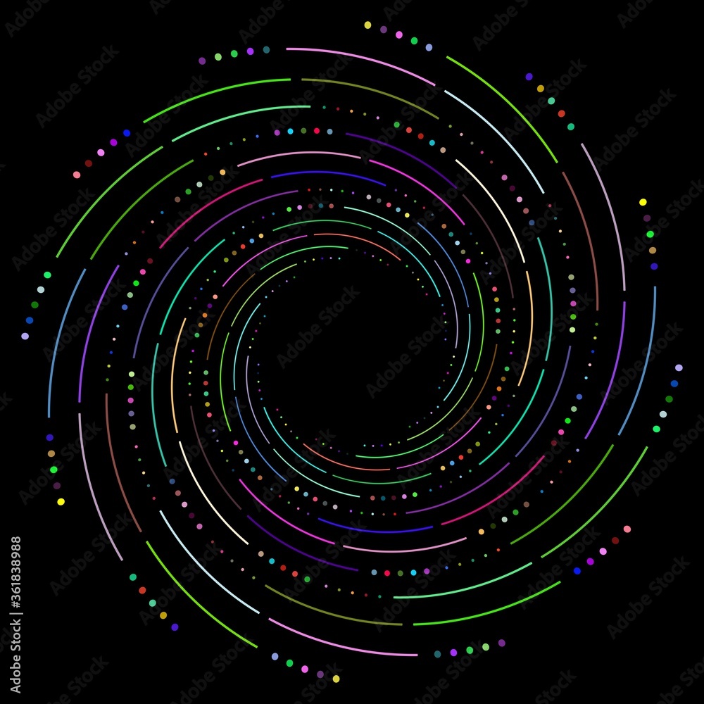 Poster 2d illustration with twisted lines and dots. art object. can be used as big data visualization.