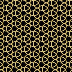 Seamless ornament. Modern background. Geometric modern black and golden pattern