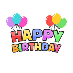 Happy birthday with colorful balloons vector