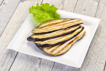 Grilled eggplant in the bowl